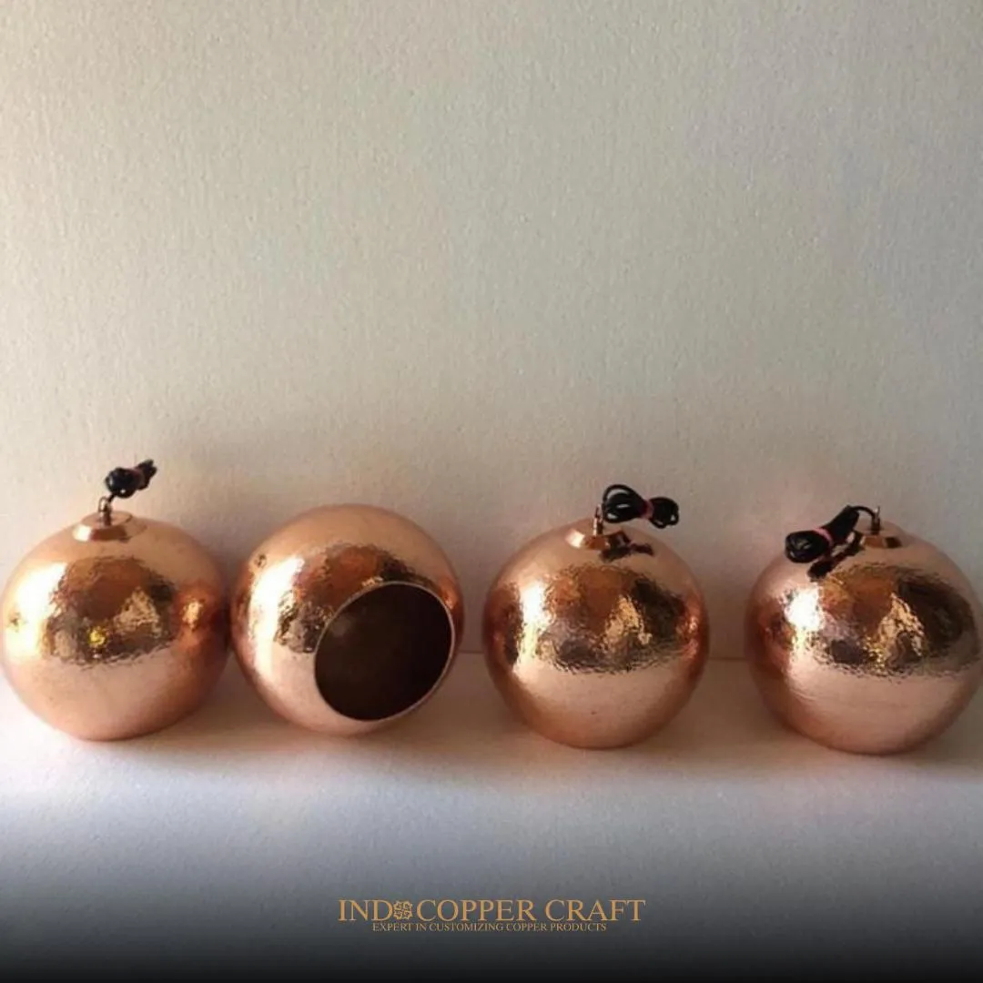 Hammered Copper Ball Lamp